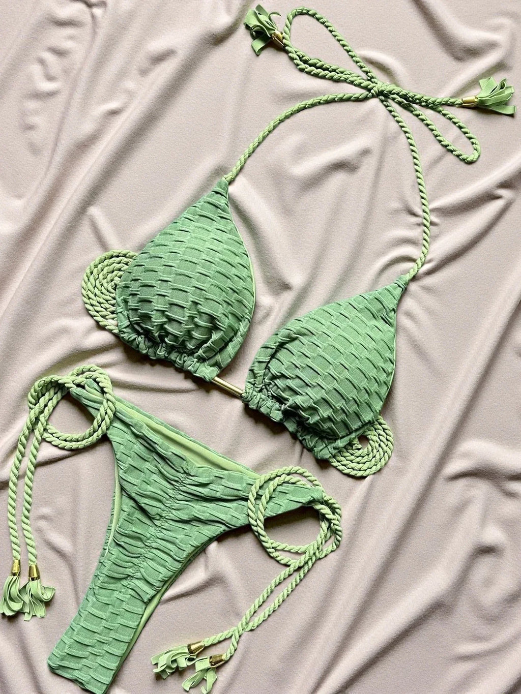2026 new sexy bikini set with braided straps and split swimsuit 2-piece beach swimsuit