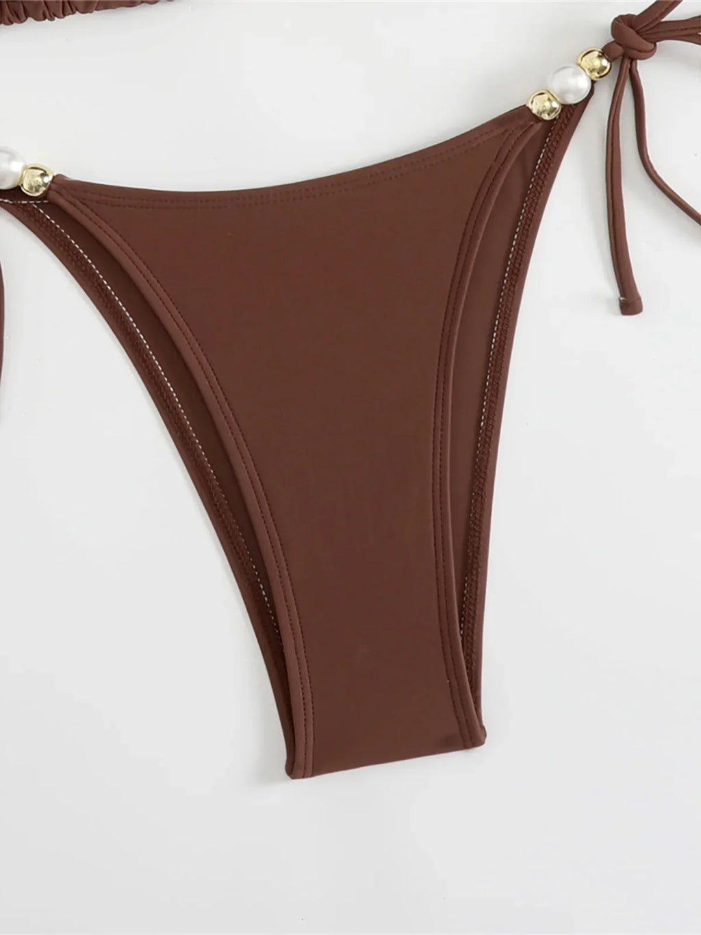 New Halter Pearls Bikini Women Swimwear Female Swimsuit Two-pieces Bikini set High Leg Cut Padded Bather Bathing Suit Swim K7194