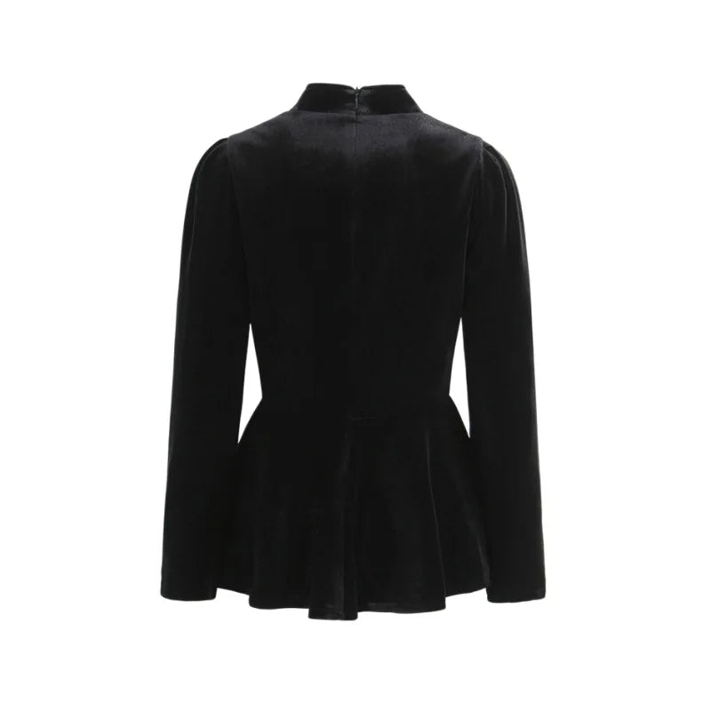 French-style Elegant Stand-up Collar Tie-waist Slim-fit Pleated Long-sleeve Shirt For Women With Waist Lace Cake Skirt QXS5