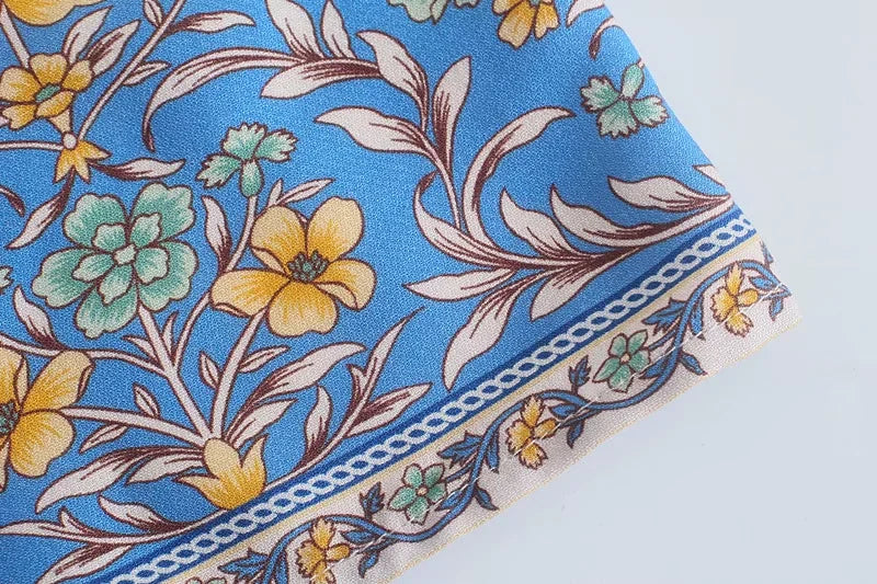 Floral Print Boho Long Dresses with Sleeves Vestidos Para Mujer Ruffles Sash Beach Casual New in Dress Loose Retro Sundress