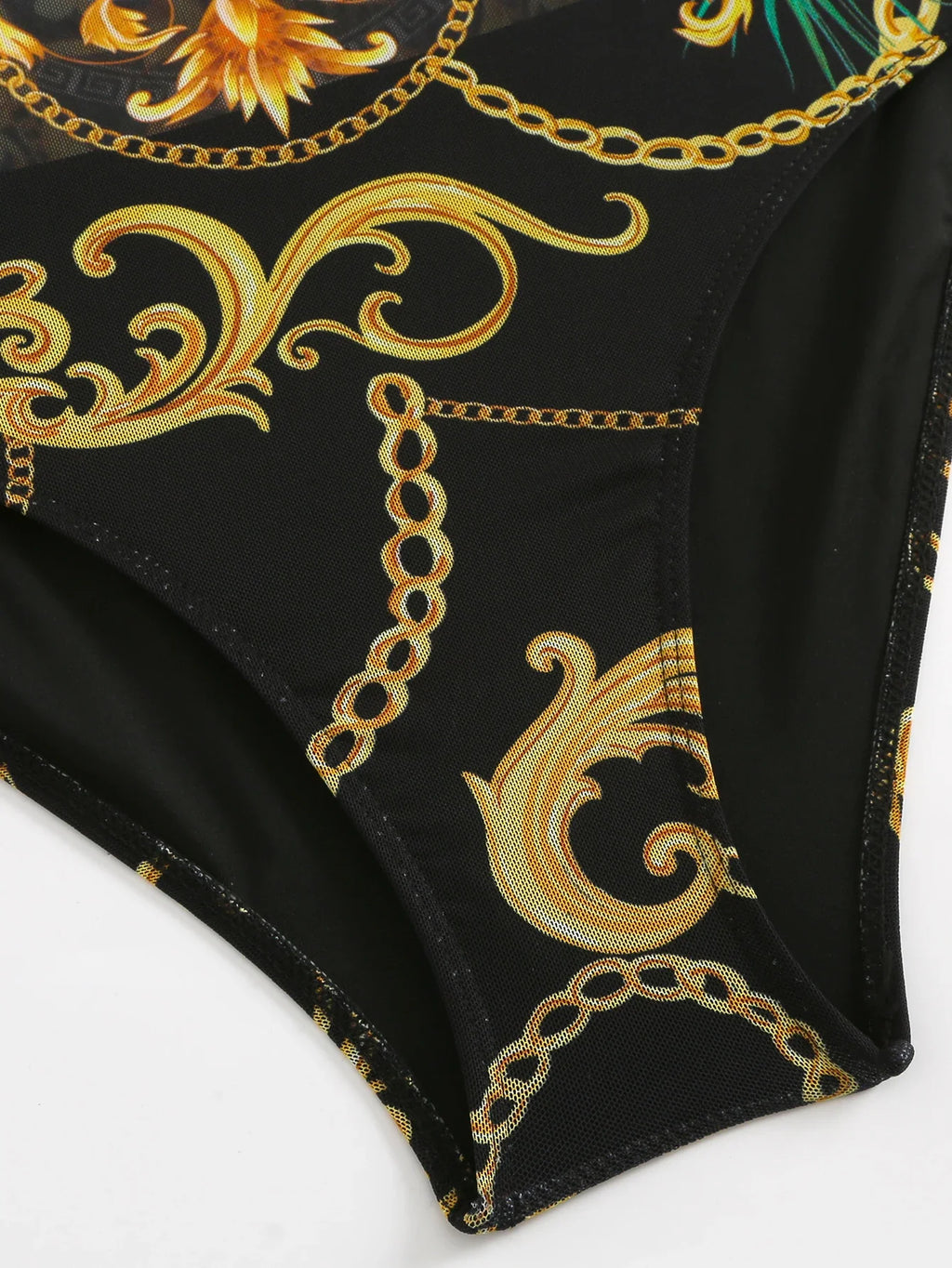 2026 Printed Mesh Swimsuit One Piece & Beach Dress Long Sleeves Swimwear Women Bathing Swimming Swim Suit Padded Beachwear