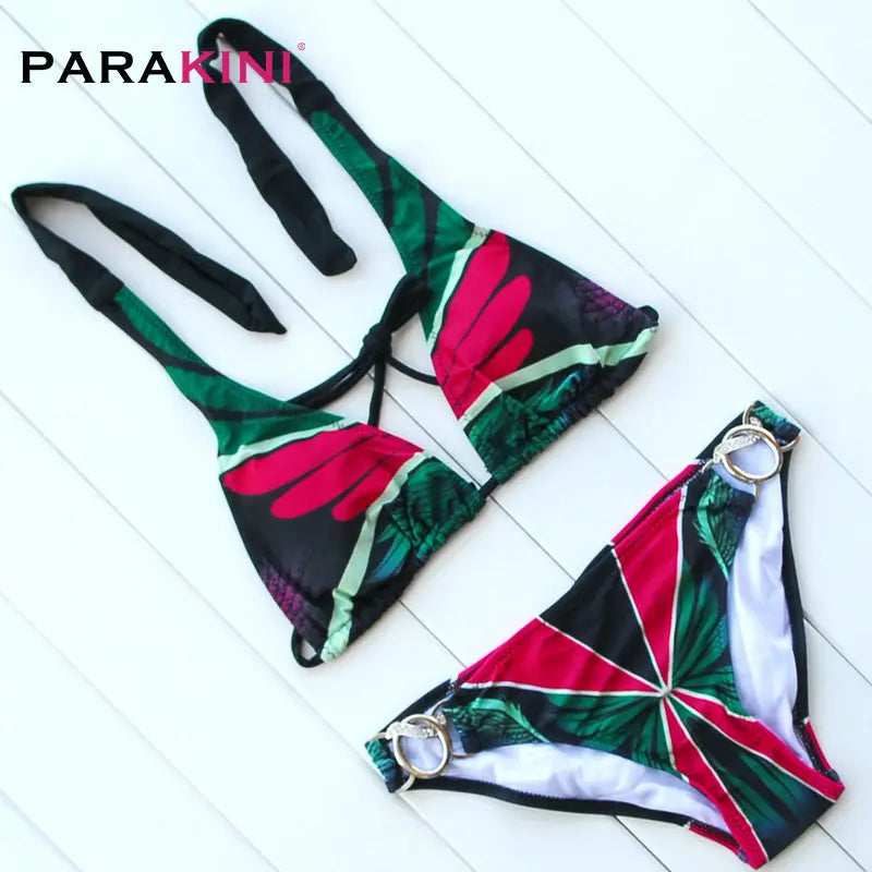 DEKA Women Mini Lace-up Bikini Set Pleated Bandeau Swimsuit Female Thong Swimwear Bather Swimming Beachwear Bathing Suit