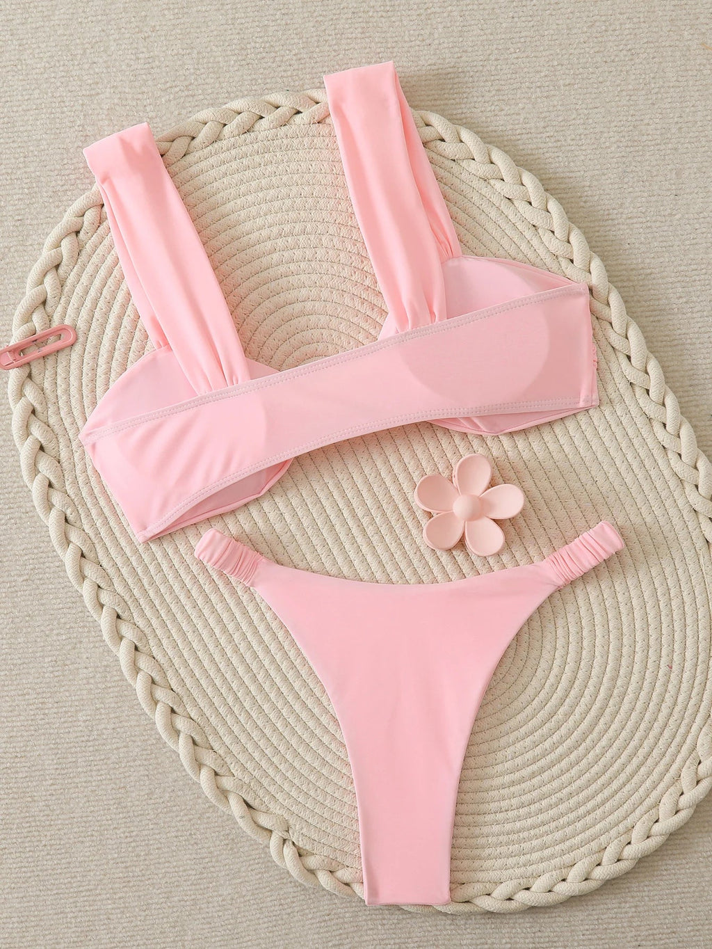Strappy Bandeau Thong Bikinis 2026 Women Sexy Swimsuit Solid Brazilian Swimwear Female Bathers Bathing Swimming Swim Suit