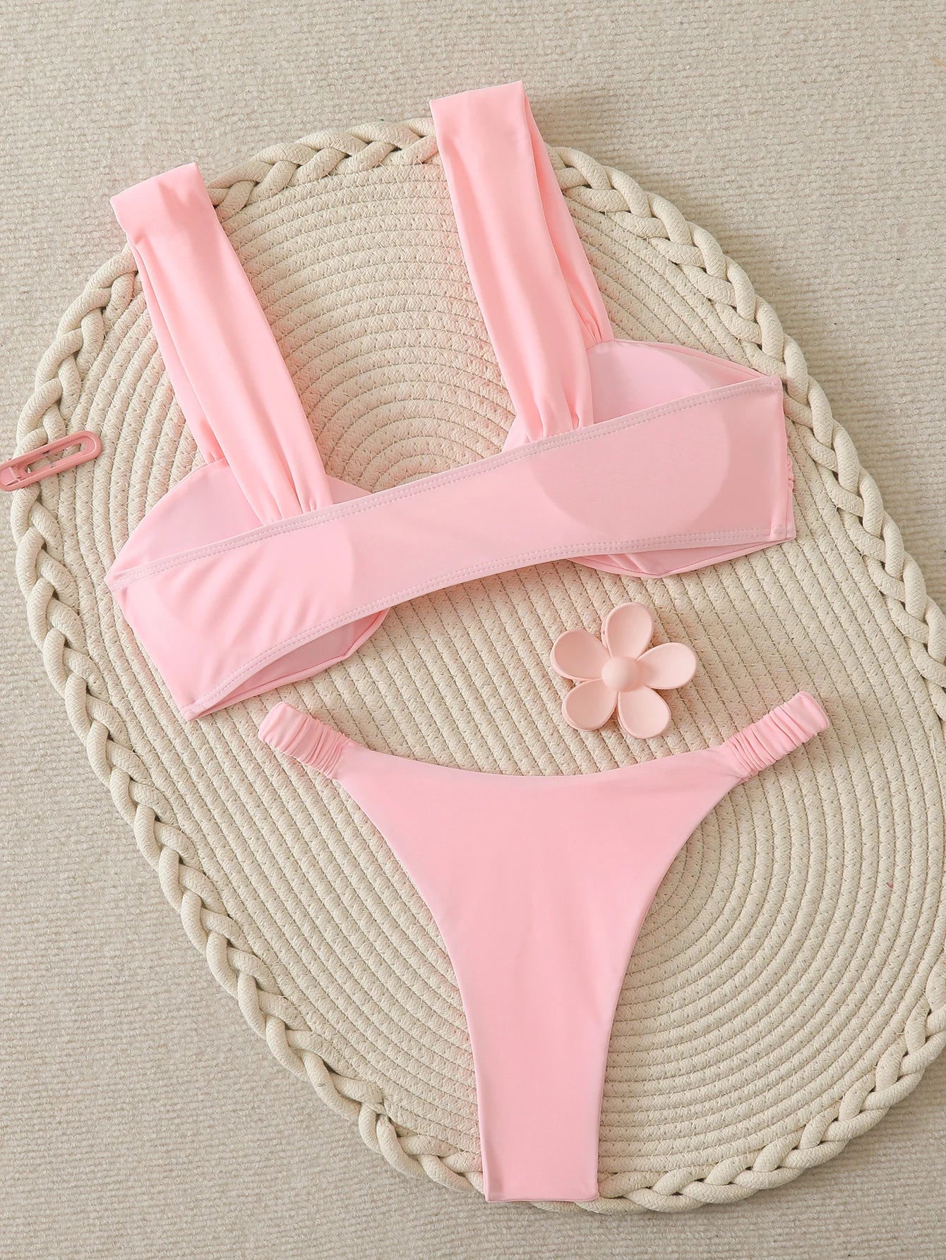 Strappy Bandeau Thong Bikinis 2026 Women Sexy Swimsuit Solid Brazilian Swimwear Female Bathers Bathing Swimming Swim Suit