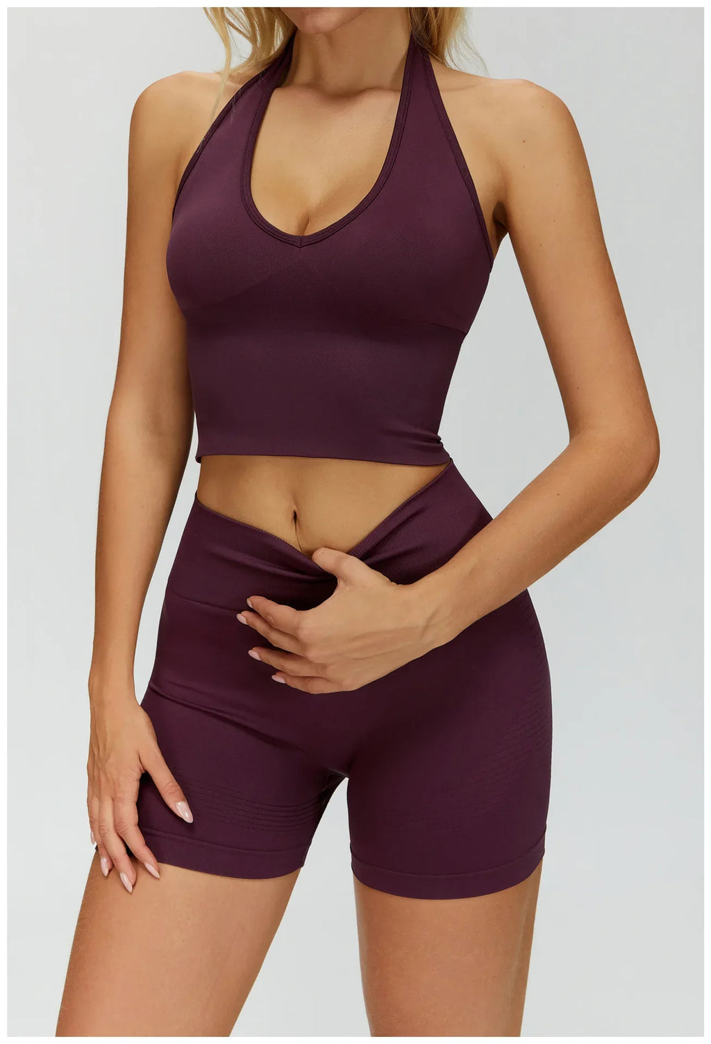 Seamless High Stretch Sports Bra Women Halter Yoga Bra Padded Backless Sports Bras Gym Crop Top Push Up Workout Yoga Tops Woman