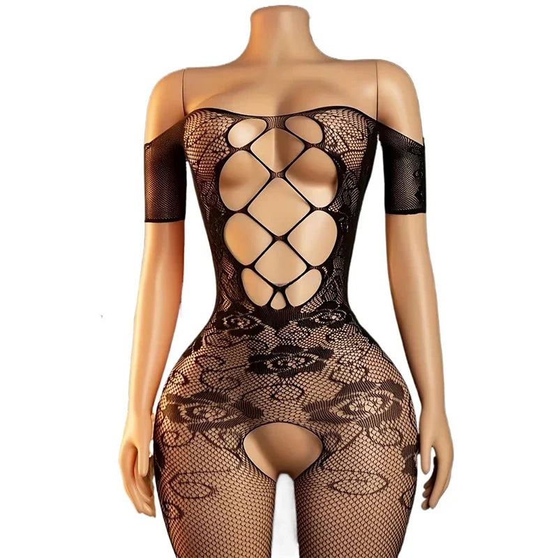 Adult Sexy Lingerie For Women Babydoll Hot Crotchless Erotic Underwear Outfit Open Bra Floral Bodysuit Transparent Bodystockings