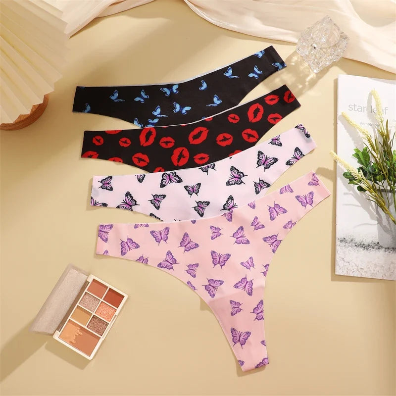 5Pcs Women G-string Seamless Sweet Fruit Thongs Low-waist Panties Ladies Soft Cute Thongs Female S-XL T-Back Panties Underwear