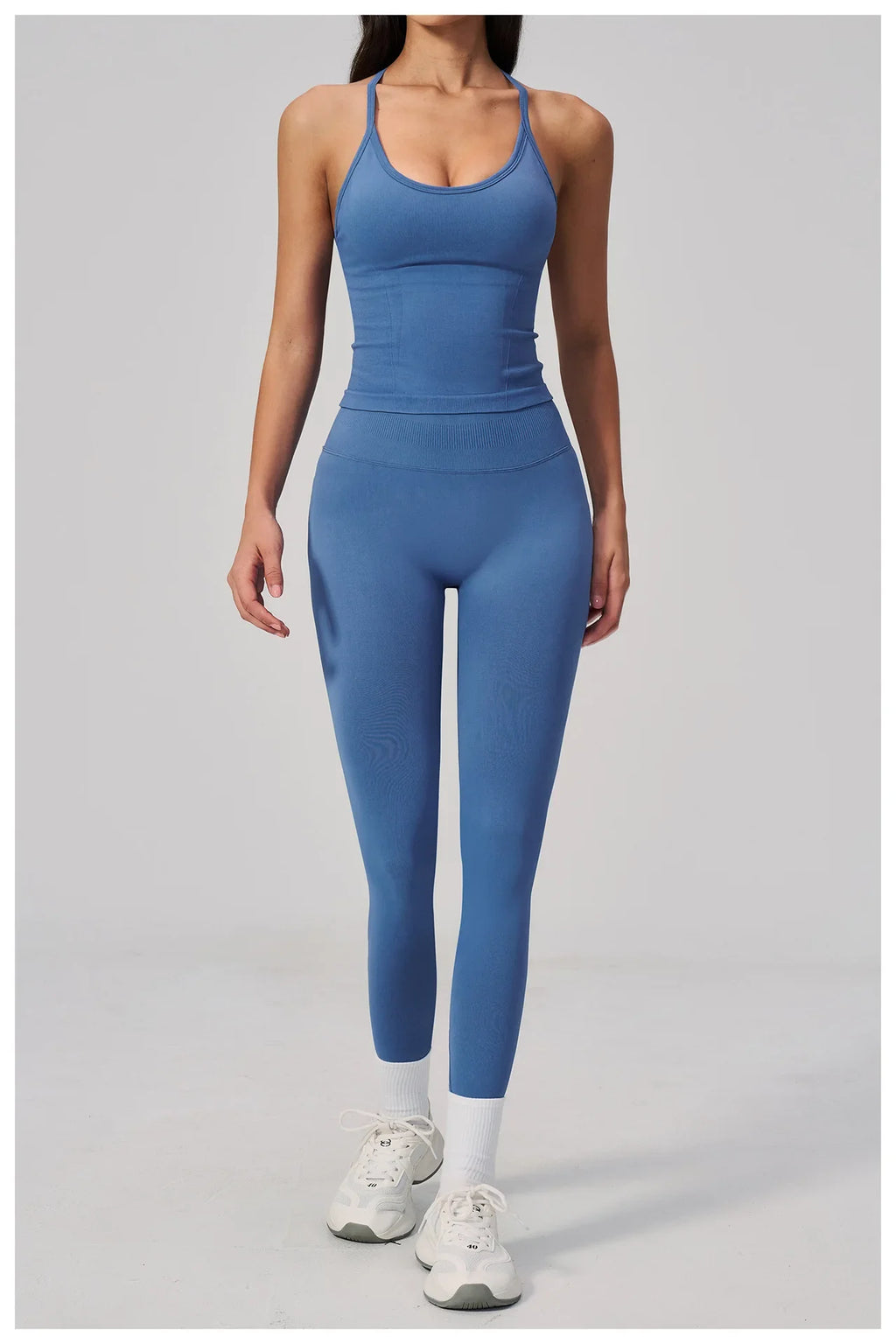 Summer Seamless Yoga Sets Women Outdoor Slimming Sports Tank Top High Waist Hip Lifting Leggings Gym Fitness Suits Tracksuit