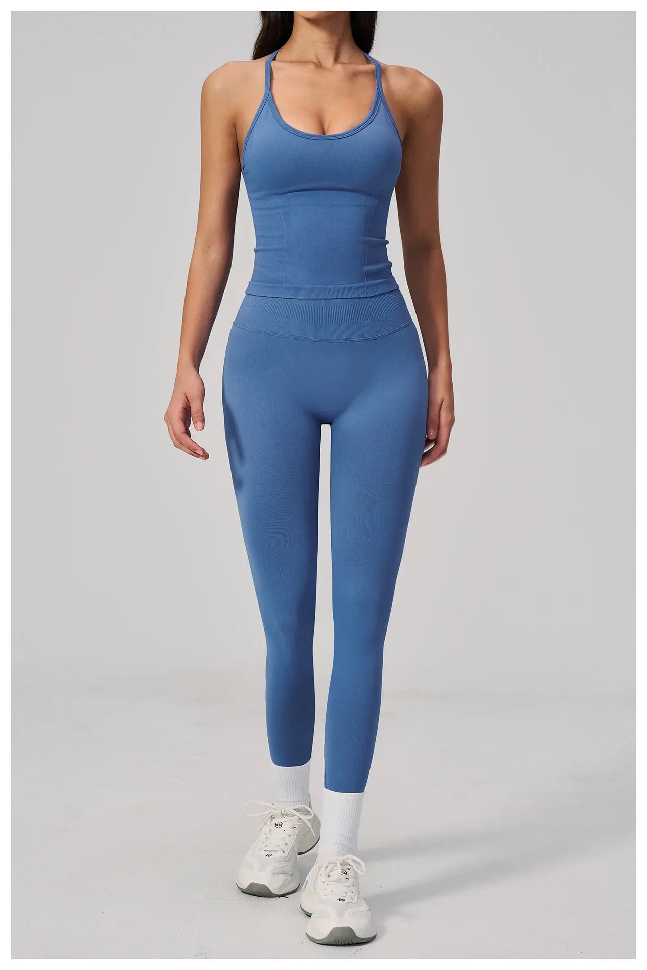 Summer Seamless Yoga Sets Women Outdoor Slimming Sports Tank Top High Waist Hip Lifting Leggings Gym Fitness Suits Tracksuit