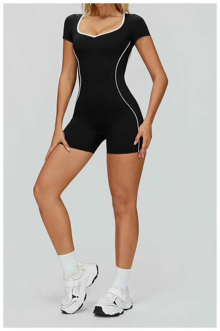 New Jumpsuit Yoga Shorts Backless Hollow Fitness Sportswear Workout Leggings One Piece Suits Sports Bodysuit Gym Women Clothes