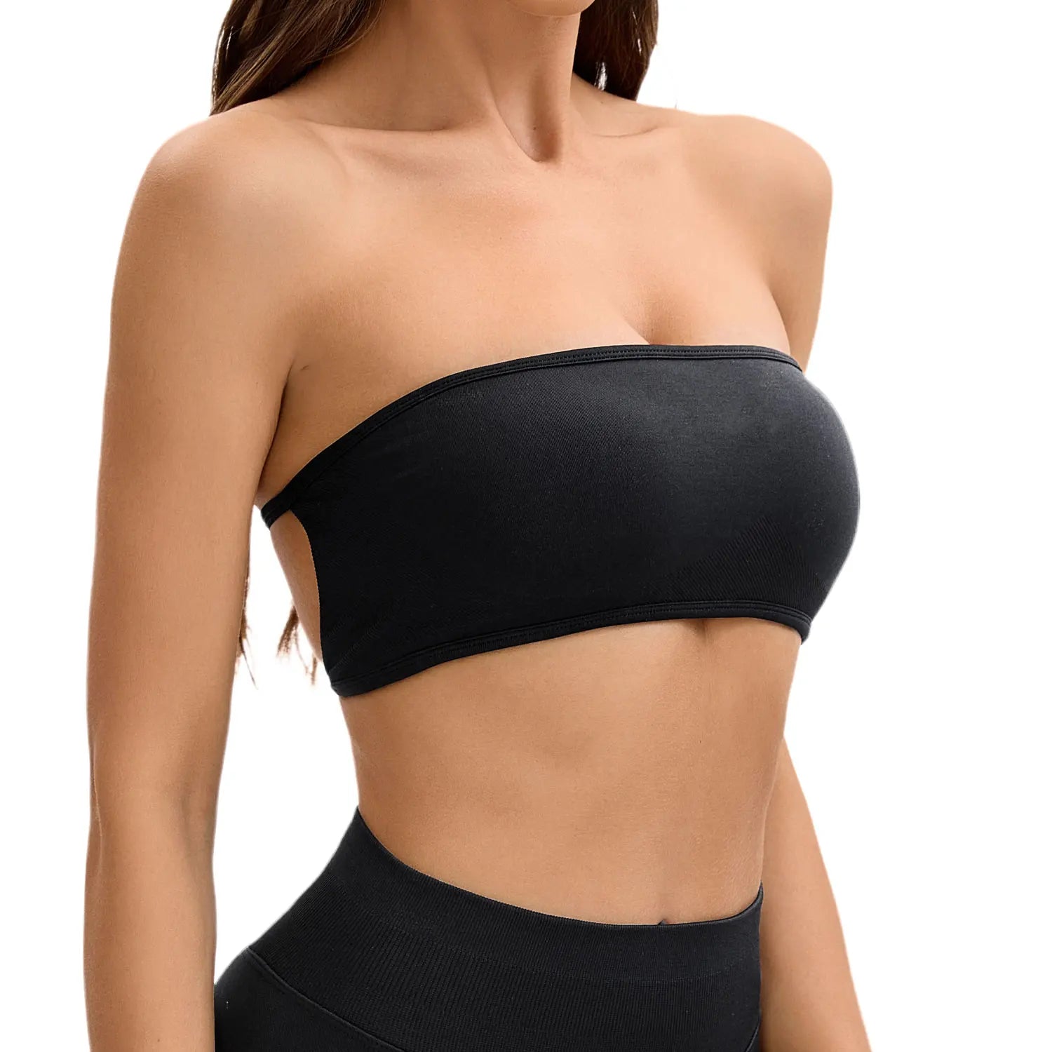 NCLAGEN Backless Bandeau Sports Bra Gym Women Crop Tube Top Seamless Yoga Top Sexy Workout Sportswear Push-up Fitness Underwear