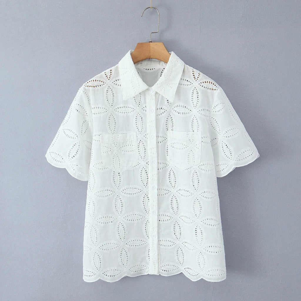 Foridol Summer Casual White Lace Dress Set for Women Hollow Out Embroidery Skirt Outfits 2 Pcs Loose Beach New Suit Skirt Set