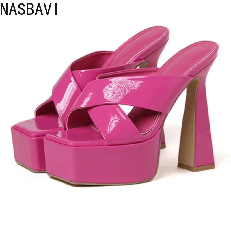 Summer New Style Fashion Waterproof Platform Super High Heel Women's Slippers Outdoor Party Open Toe Sandals High 15cm Size 37