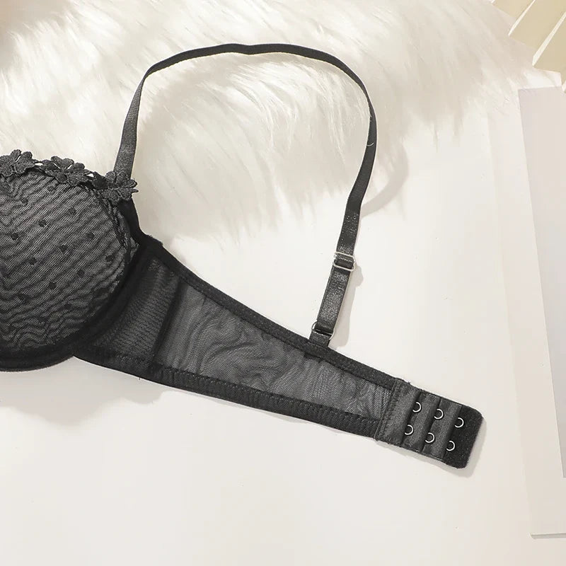 Women's Lingerie sexy bra polka dot thin style translucent flower sweet style lingerie push up braissereMR2639