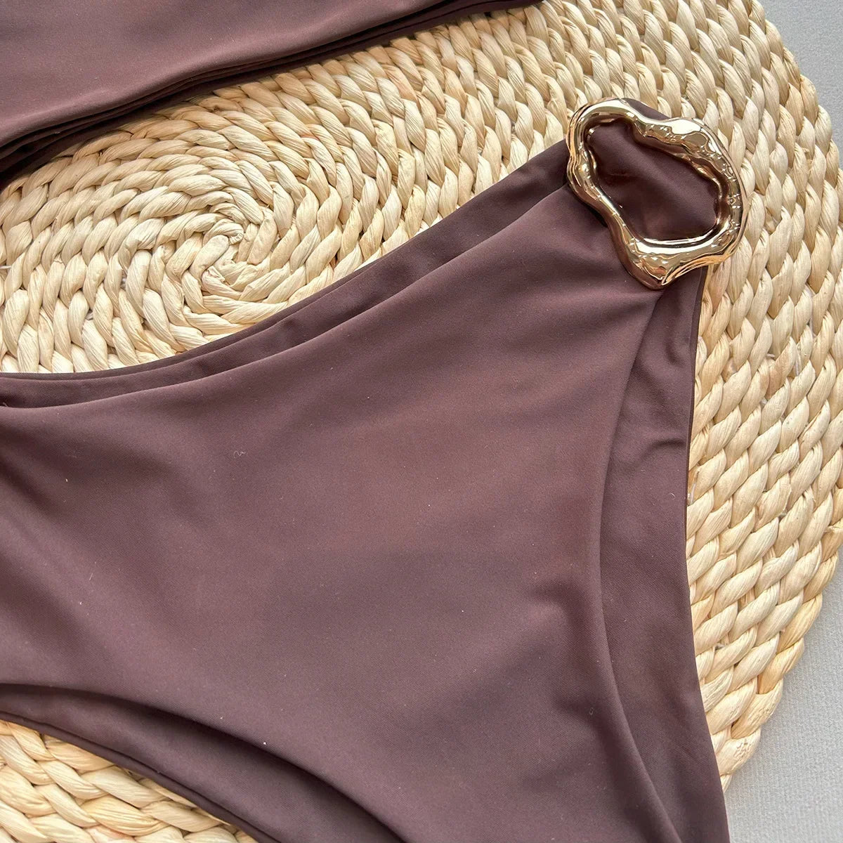Asymmetric One Shoulder Metal Ring Women Swimwear One Piece Swimsuit Female High Cut Monokini Bather Bathing Suit Swim Beachwear