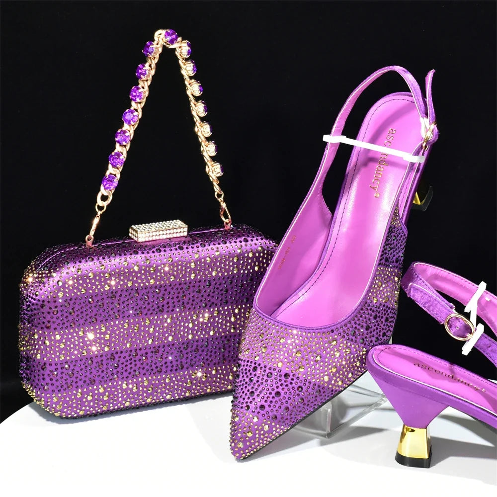 Doershow African fashion Italian Shoes And Bag Sets For Evening Party With Stones SILVER Italian Handbags Match Bags! Hb1-2
