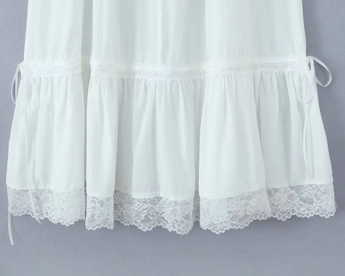 Summer Womens White Dresses Spaghetti Strap New in Long Dress 2025 Beach Casual Midi Party Vestidos Single Breasted Lace Dress