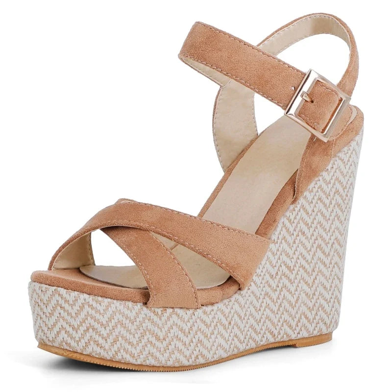 Wedges Sandals Women Summer 2026 Platform High Heels Gladiator Flip Flops Black Pink Knitted Party Shoes Female Large Size 45