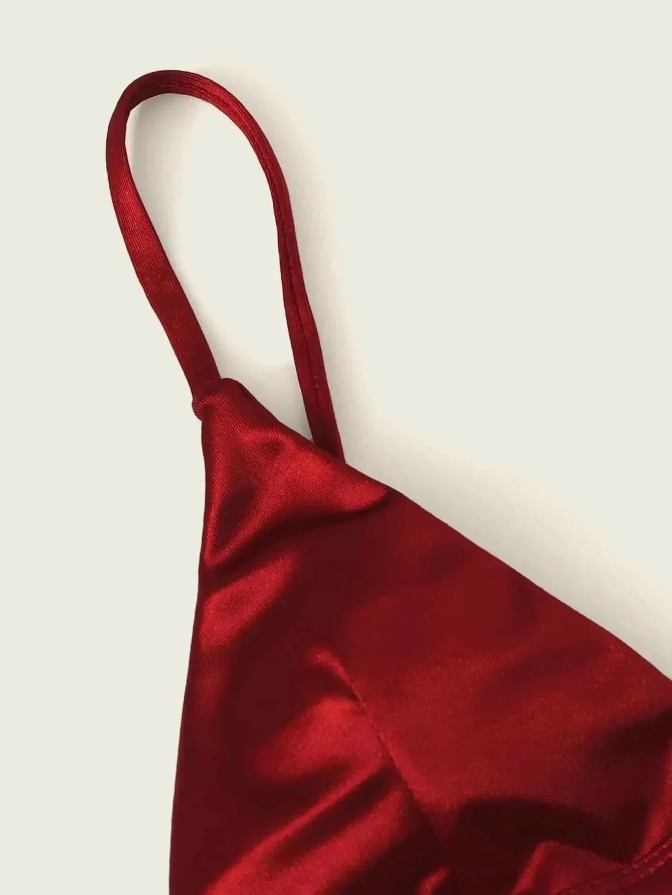 Sexy Satin Wine Red Triangle Micro Bikini Sets Two Pieces Thong Swimsuit Swimwear Beach Outfits for Women Conjunto De Bikini