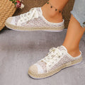 2026 Fashionable lace-up breathable women's shoes linen thick-soled deodorizing casual and stylish flat shoes