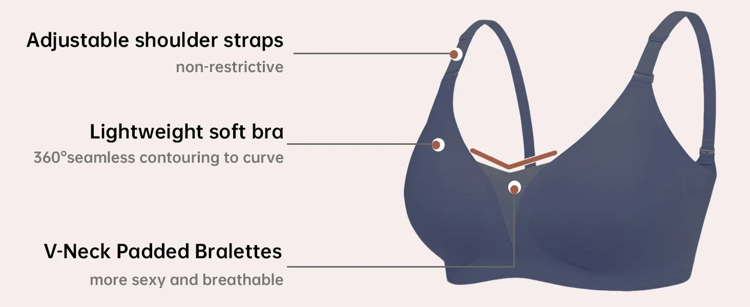 5pcs Hot Sexy Women's Wireless Push Up Bra Seamless T-Shirt Bralettes -Multi-Color, Breathable Padded, Everyday Comfort Lingerie