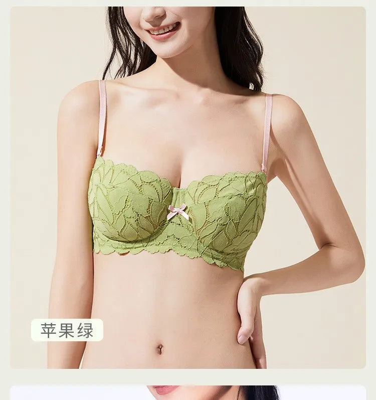 Full Bust French Lace Bralette Wireless Support for Women Plus Size Full Coverage T-Shirt Bra Anti Sagging Comfort MOYISU Sexy