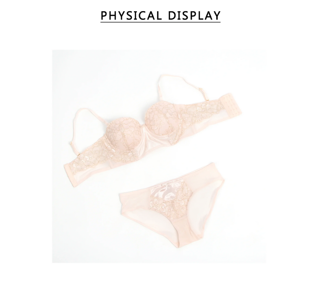 Hot Sale Pink Floral Lace Bra Set for Women Push Up Wirefree Silky Mesh Chiffon Adjustable Straps Back Closure Daily Lingerie