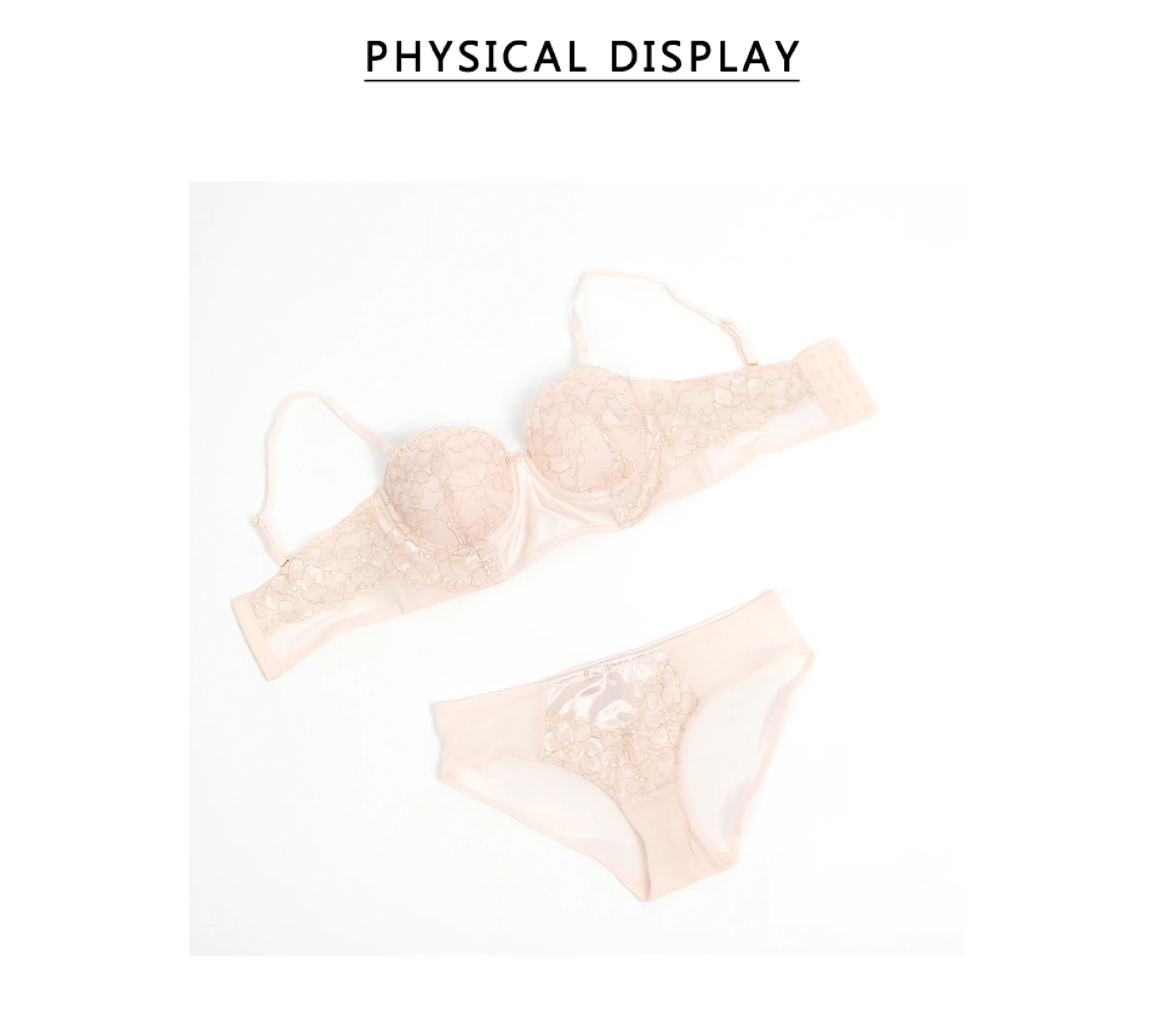Hot Sale Pink Floral Lace Bra Set for Women Push Up Wirefree Silky Mesh Chiffon Adjustable Straps Back Closure Daily Lingerie