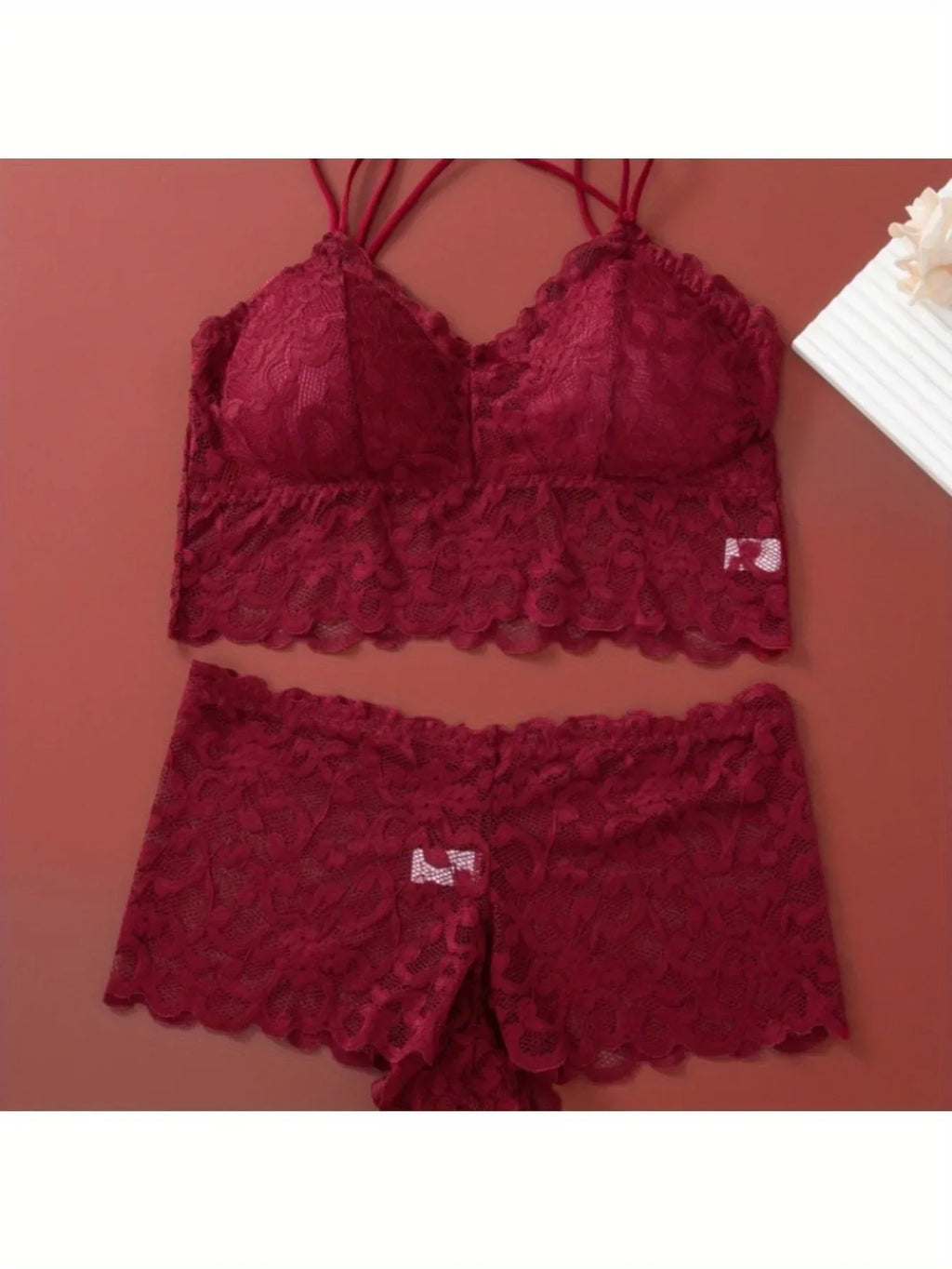 Women Lace Underwear Set Bralette Low Rise Panties Nonwire Padded Bra Solid Color Female Sexy Lingerie Comfort Intimates