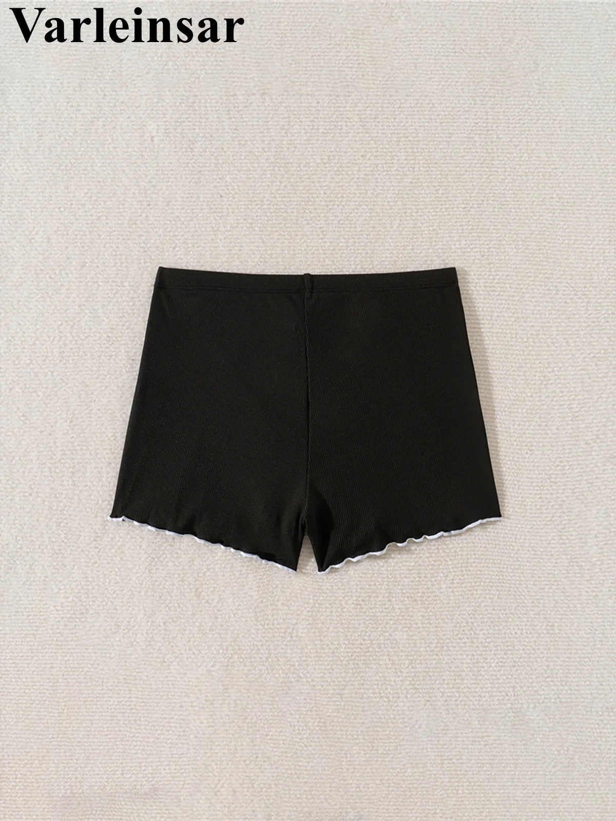 XS - L Bow Mini Shorts Ribbed Bikini Bottom Swim Brief Women Swimwear Female Bather Brazilian Tanga Panties Underwear V6538