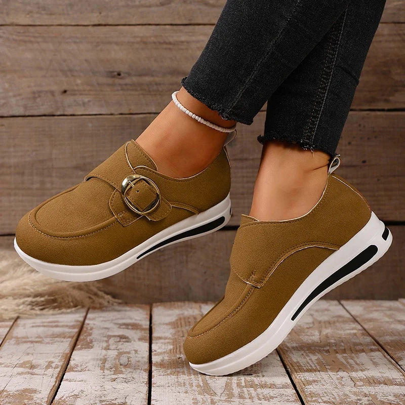 2025 Faux Suede Platform Loafers Women Lightweight Slip On Thick Sole Sneakers Woman Plus Size 43 Comfort Non Slip Casual Shoes