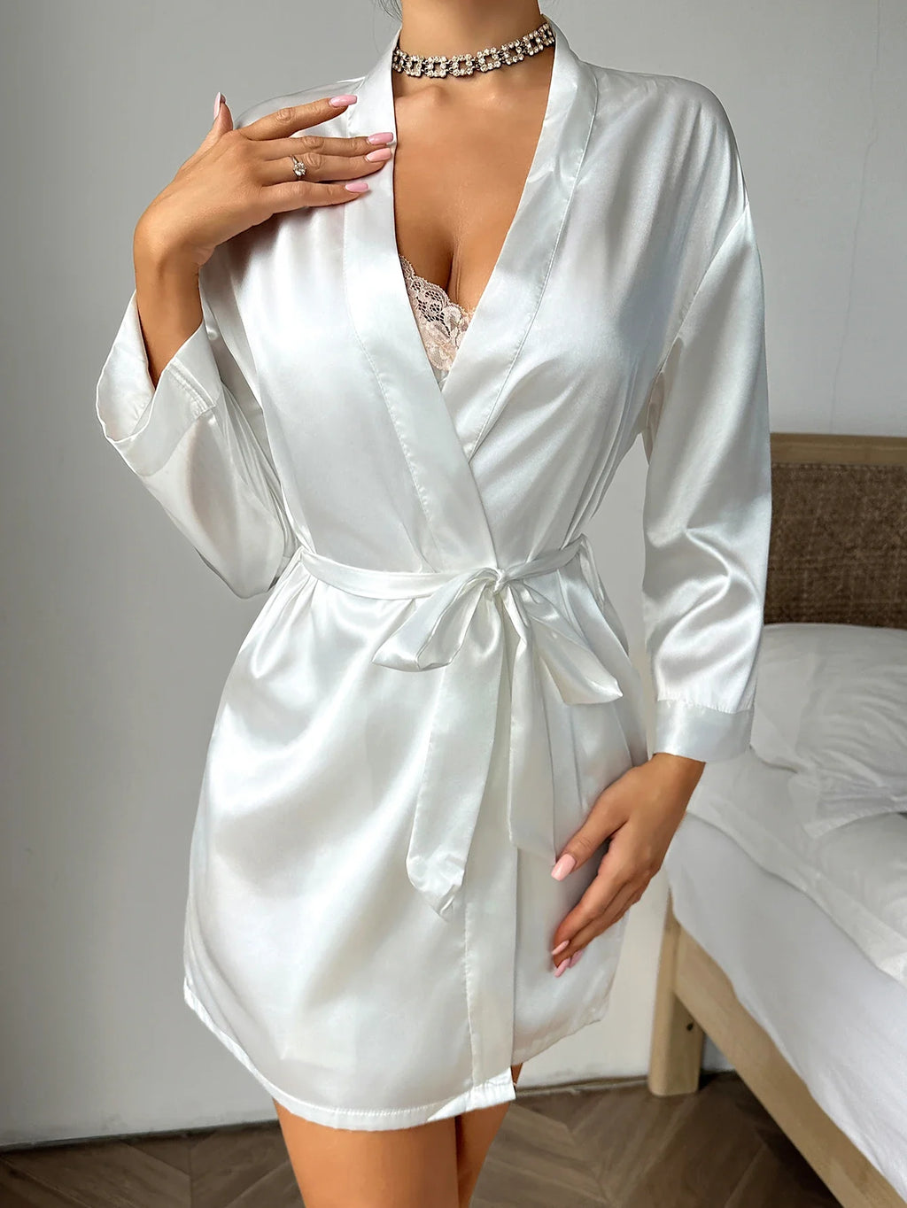 Summer Ladies Nightgown Solid Color Simple Robe Sexy comfortable Women's Pajamas Loungewear