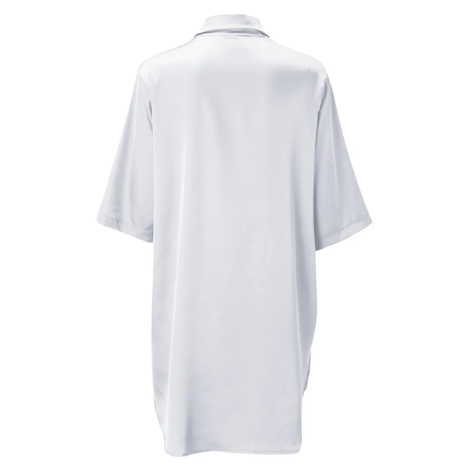 New Women's Solid Color Silky Comfortable Soft Pajamas Sexy Short Sleeve Nightshirt Smooth & Skin-Friendly Home Sleepwear Lounge