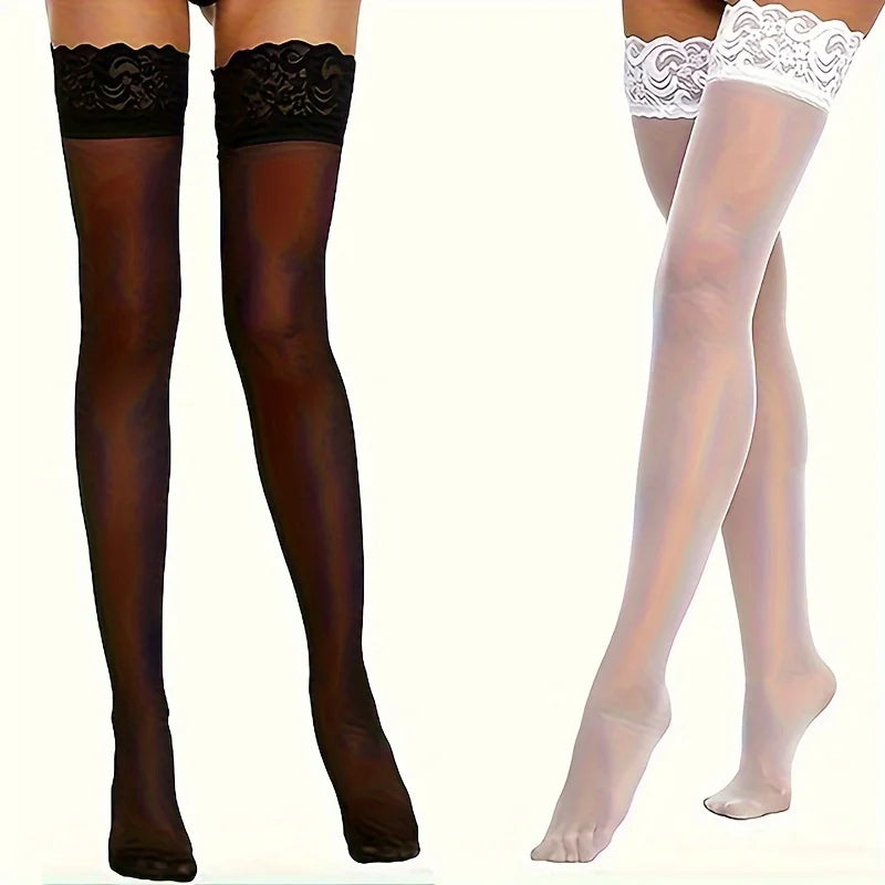 Sexy Stockings 3 Pairs Women Thigh High Lace Stockings Over Knee Socks in Three Colors Sheer Leg Wear for Party Club Daily
