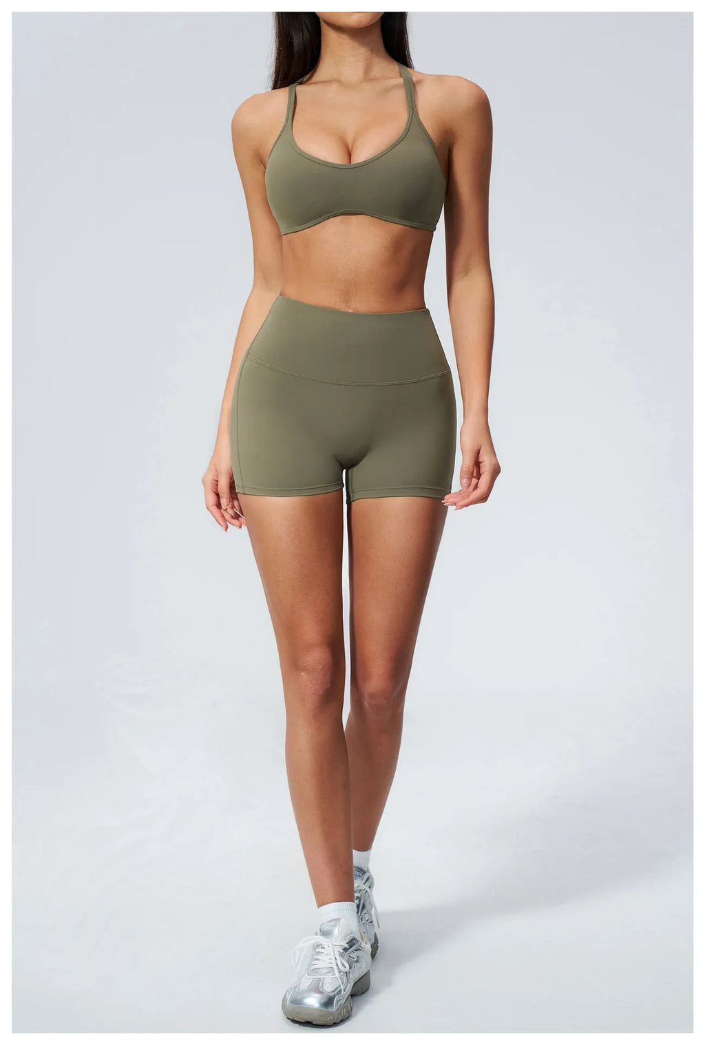 2 Piece Summer Yoga Sets for Women Hollow Back Cross Sports Bra Fitness Clothes Tight High Waist Shorts Running Workout Clothes