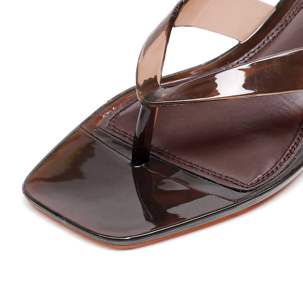 2026 Summer Jelly Shoes Women Fashion Sandals Low Heel Square Toe Girls Street Flip Flops Transparent Color Female Slippers