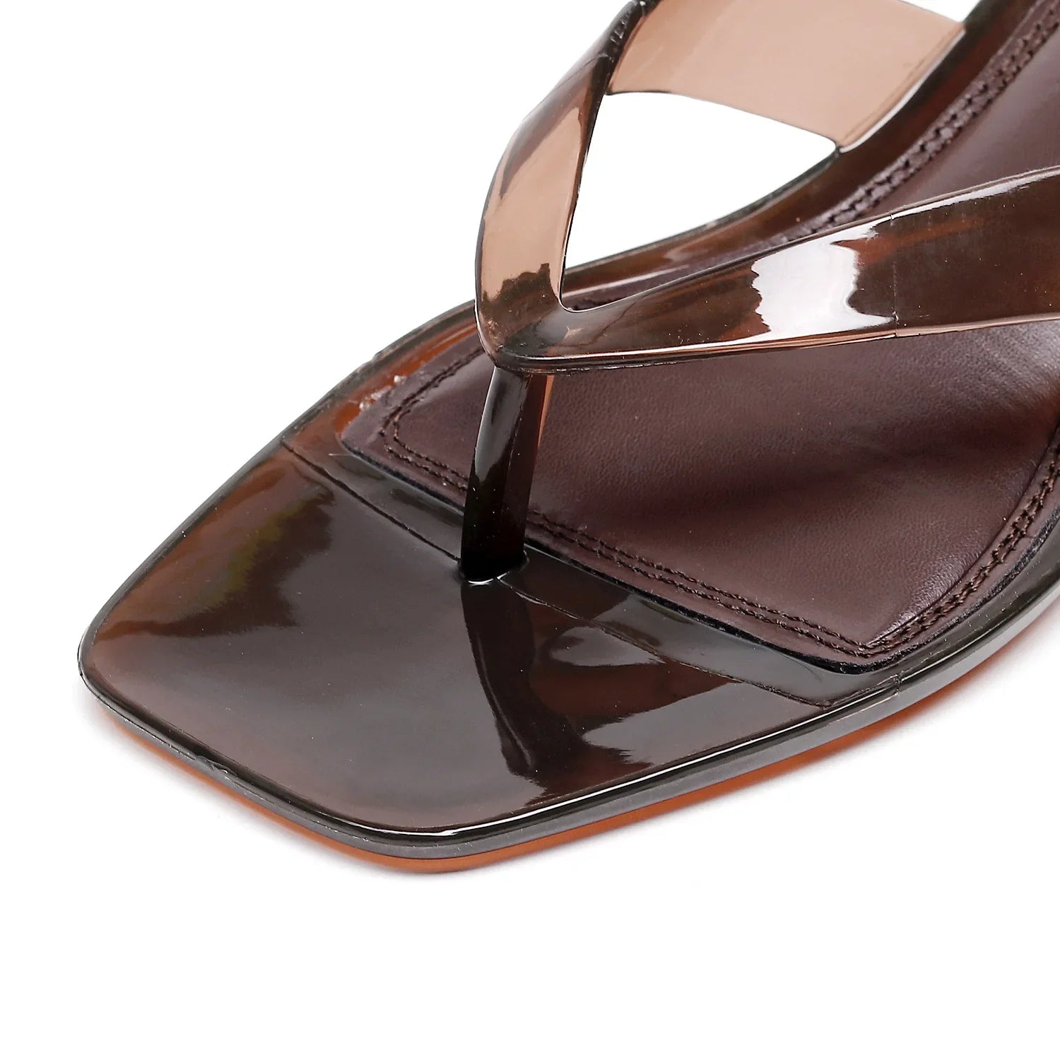 2026 Summer Jelly Shoes Women Fashion Sandals Low Heel Square Toe Girls Street Flip Flops Transparent Color Female Slippers