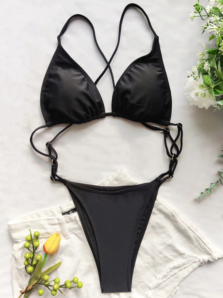 Sexy Extreme Mini Micro String Women Swimwear One Piece Swimsuit Female Cross Backless Monokini High Cut Bathing Suit Swim Lady