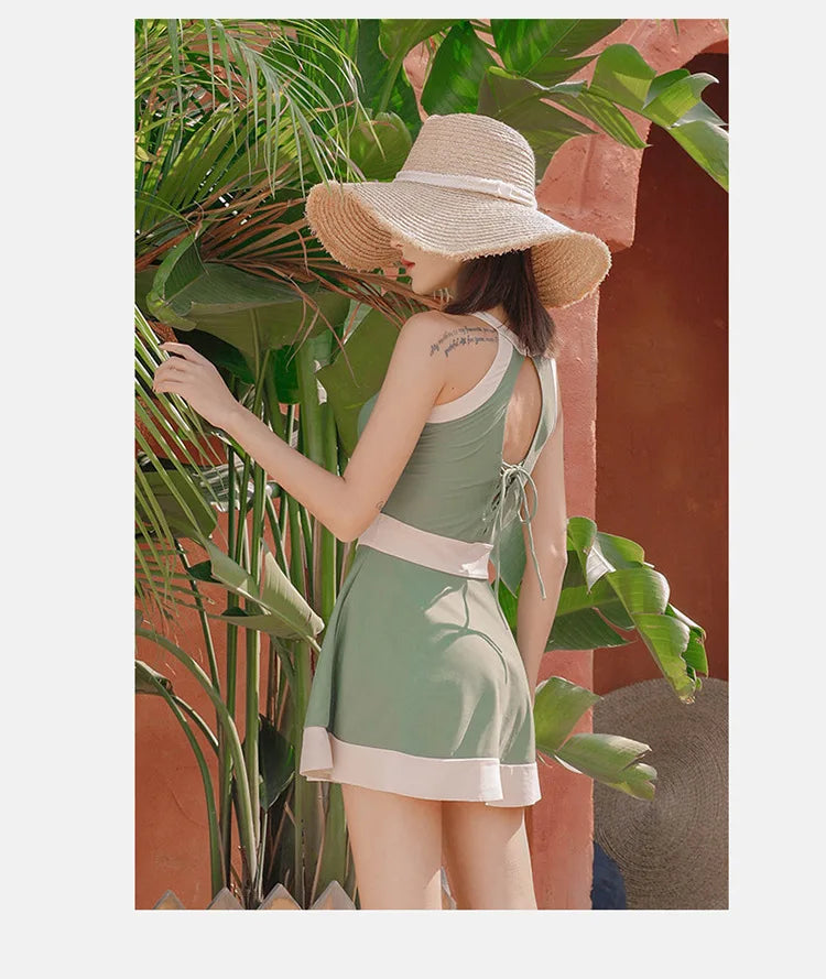 New Super Fairy Skirt-style One-piece Waist-covering Belly Slimming Conservative Steel Support Gathered Swimming Suit