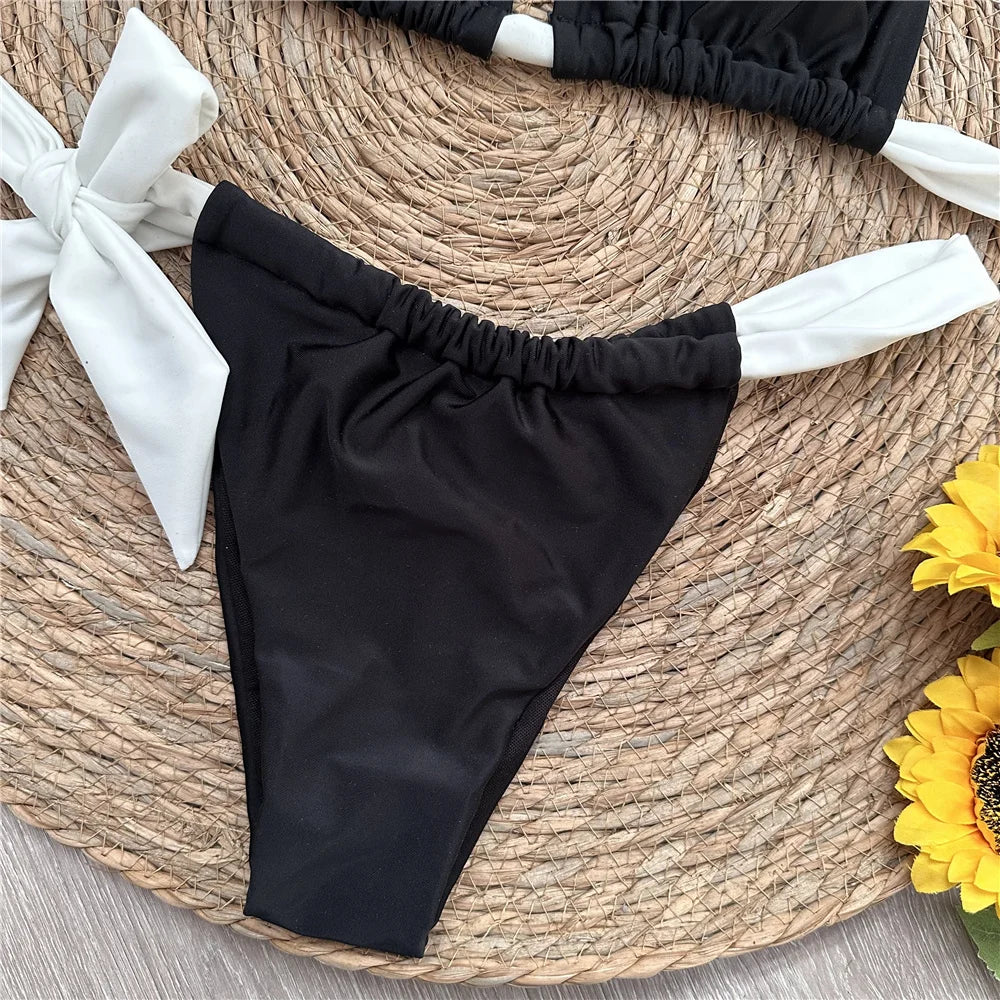 Halter Bikini 2024 Sexy Women Swimsuits Female Swimwear Micro Bikini Set Brazilian Biquini Swimming Suit Solid Beachwear
