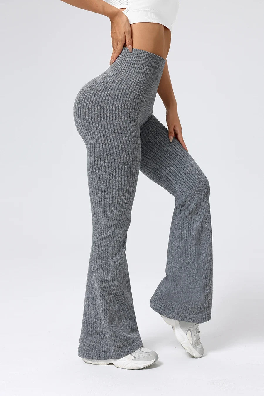 Seamless High-Waisted Flare Pants Autumn Winter Women Trousers Yoga Clothes Stretchy GYM Flare Leg Tummy Control Slim-Fit Pants