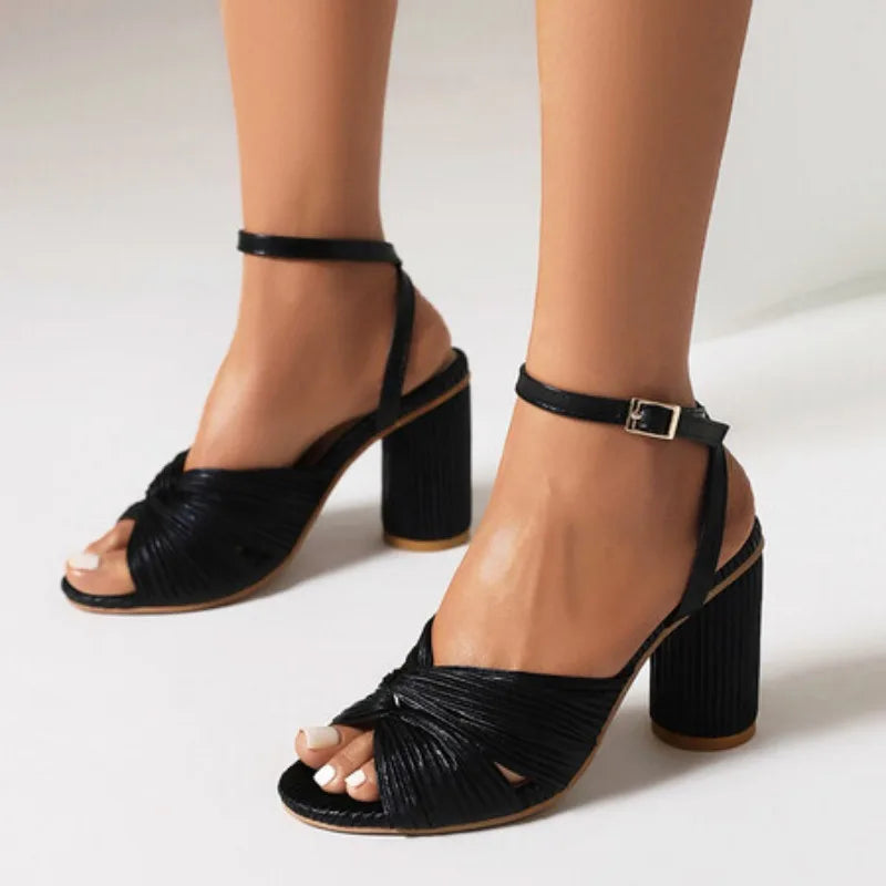 NASBAVI Straps Women's Sandals Summer Shoes Luxury Peep Toe Flip Flops Round High Heels Gold Party Dance Wedding Shoes Ladies