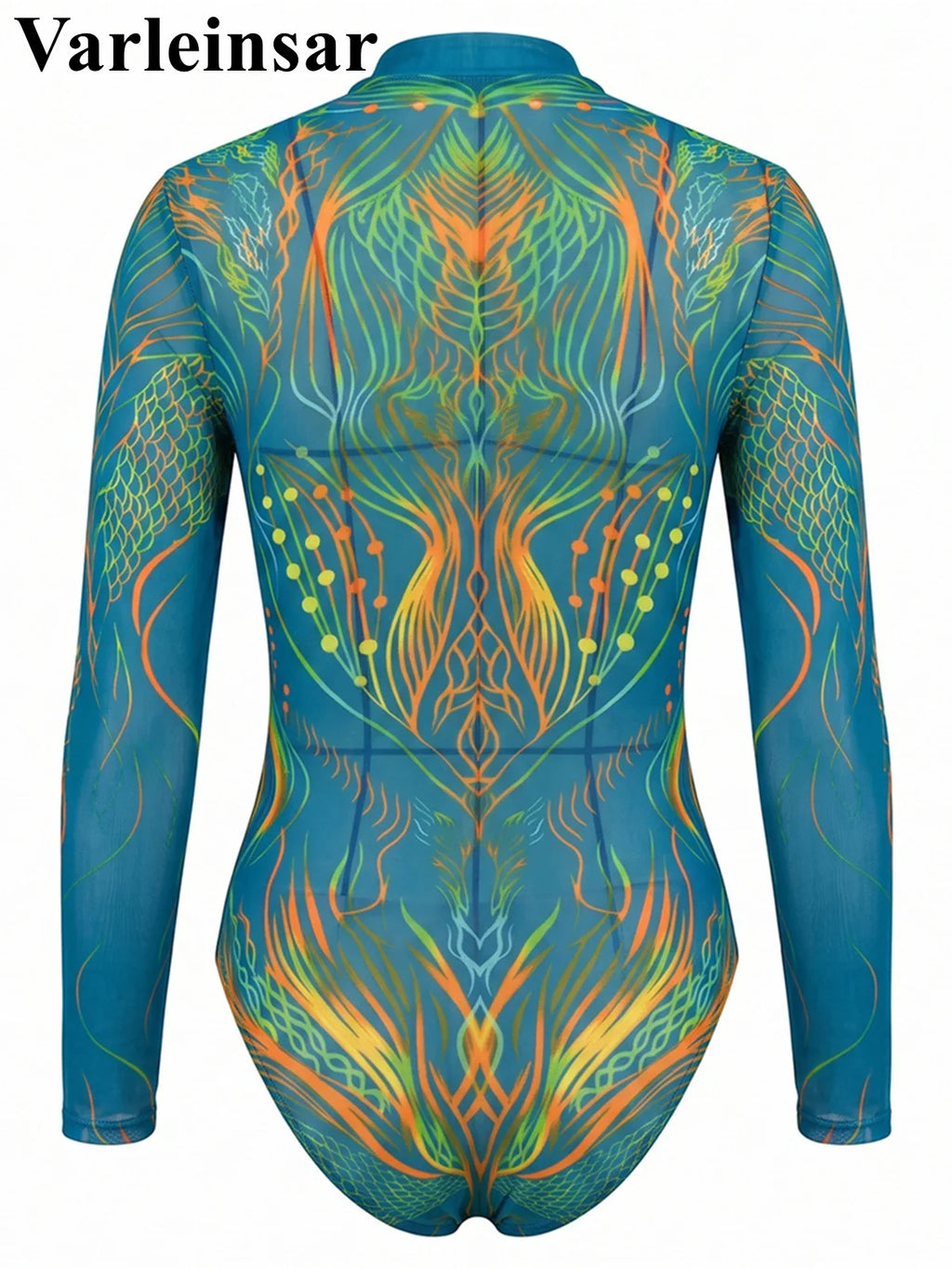 S - XXL New Printed Long Sleeve With Pants Zipper Women Swimwear One Piece Swimsuit Female Padded Bather Bathing Suit Swim V8356