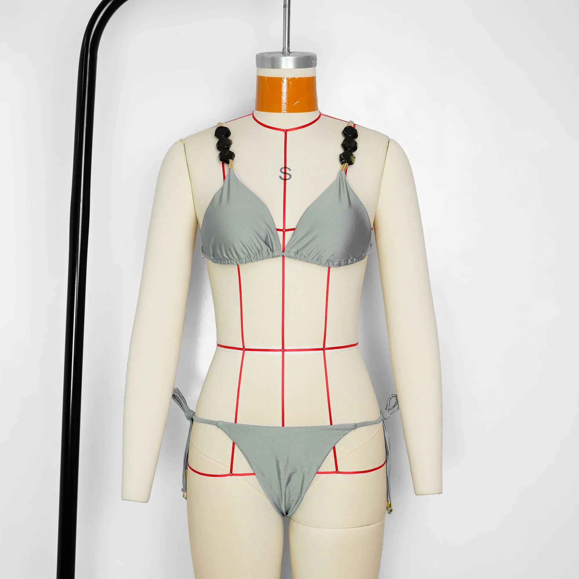 Women's Stylish Solid Color Three-Point Drawstring Bikini Set Cross-Border Swimwear Separate 2025 Sexy Female Bathing Suit