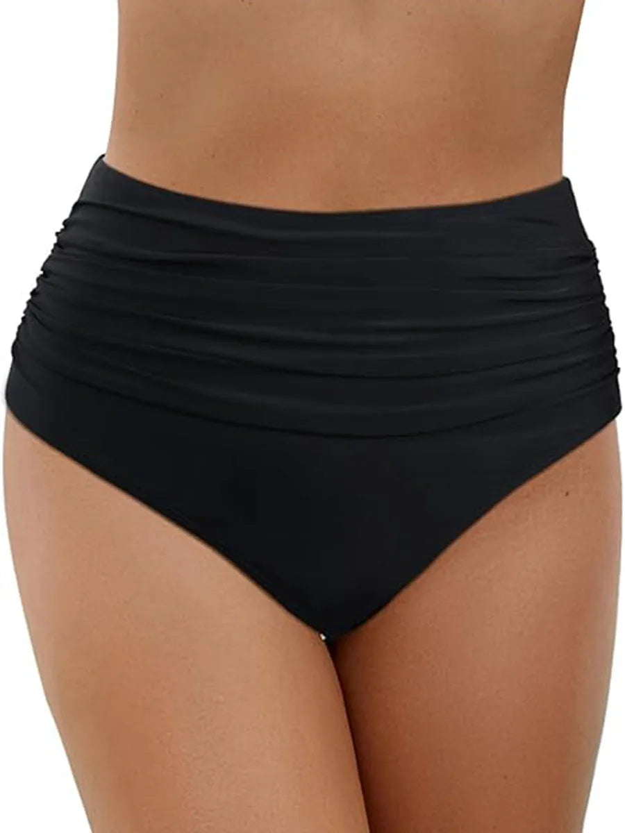 2026 Black High Waist Swimsuit Only Pants Swimwear Women Solid Bathers Bathing Swimming Trunks Swim Suit Female XXL