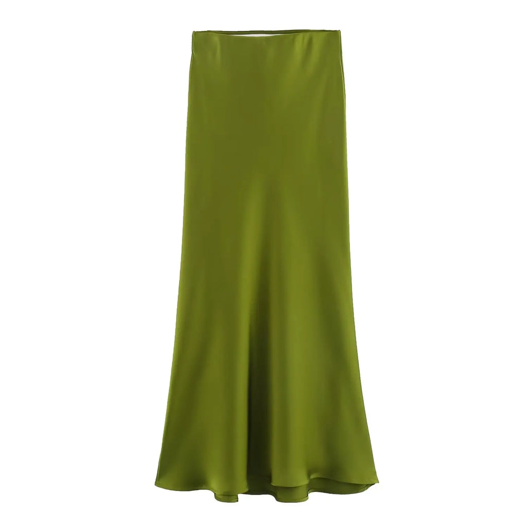 Foridol Autumn Winter Burgundy Satin Skirt Women Party Silk Skirt High Waist Straight Long Faldas Mujer Christmas Skirt