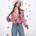 Ladies French ruffled chiffon shirt spring new temperament top