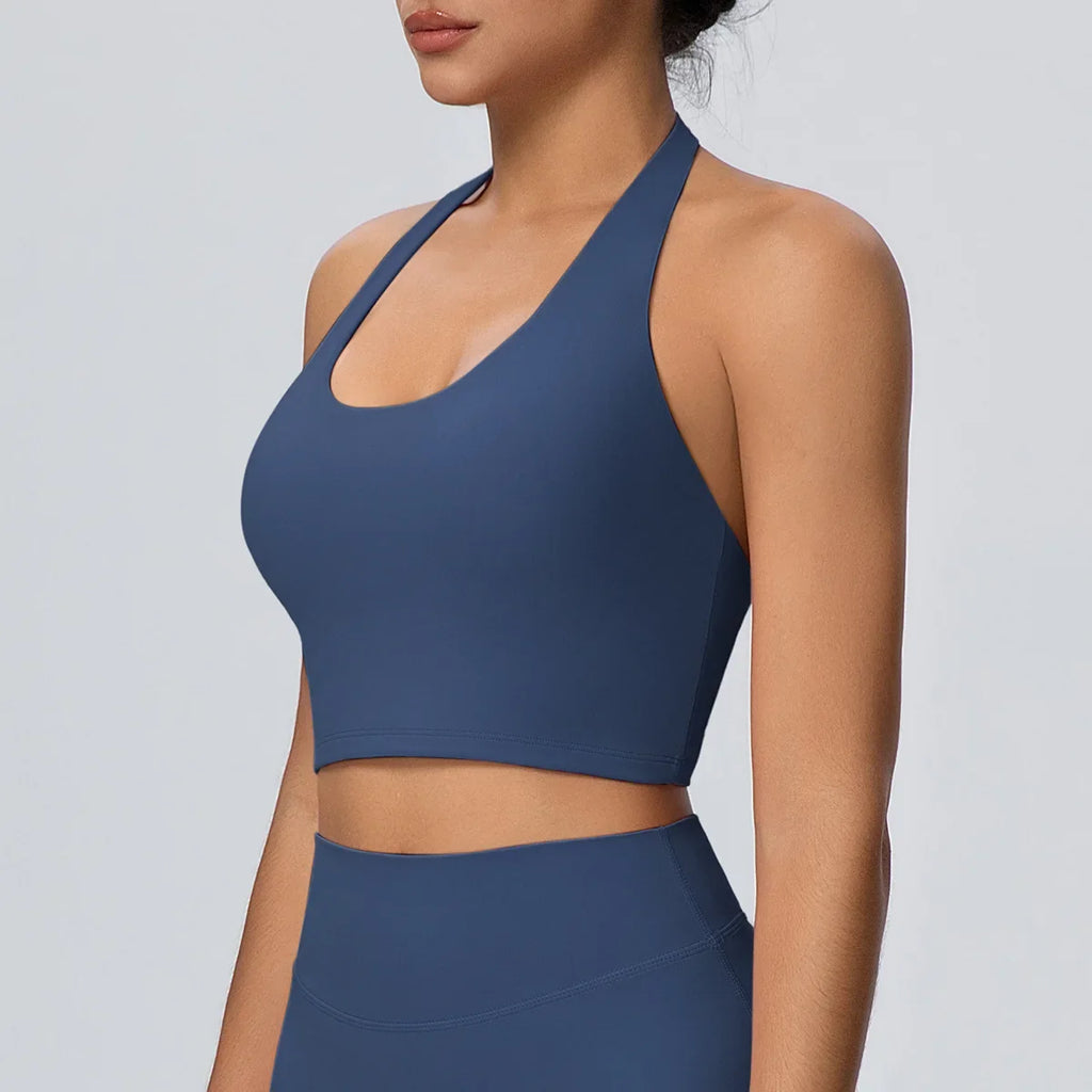 Sexy Gym Women's Sports Bra Breathable Hanging Neck Backless Sports Bra Women's Comfortable Exercise Pilates Training Yoga Top