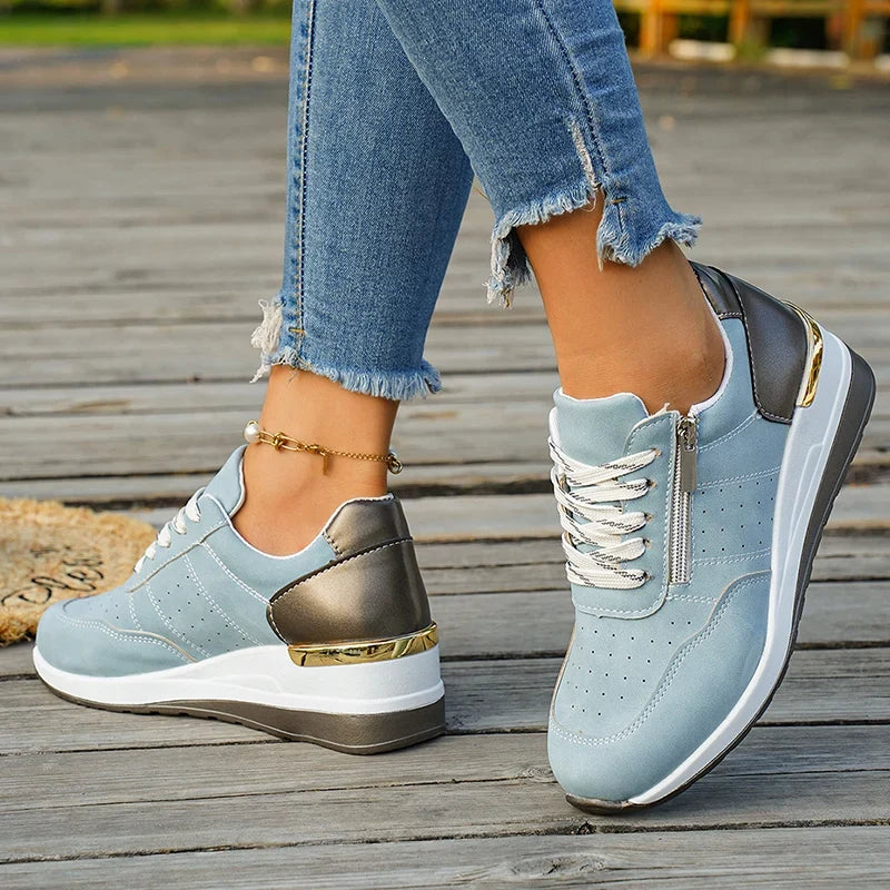 Plus Size 44 Platform Casual Sneakers for Women Lace Up Anti Slip Thick Sole Sport Shoes Woman 2026 Spring Zipper Walking Shoes
