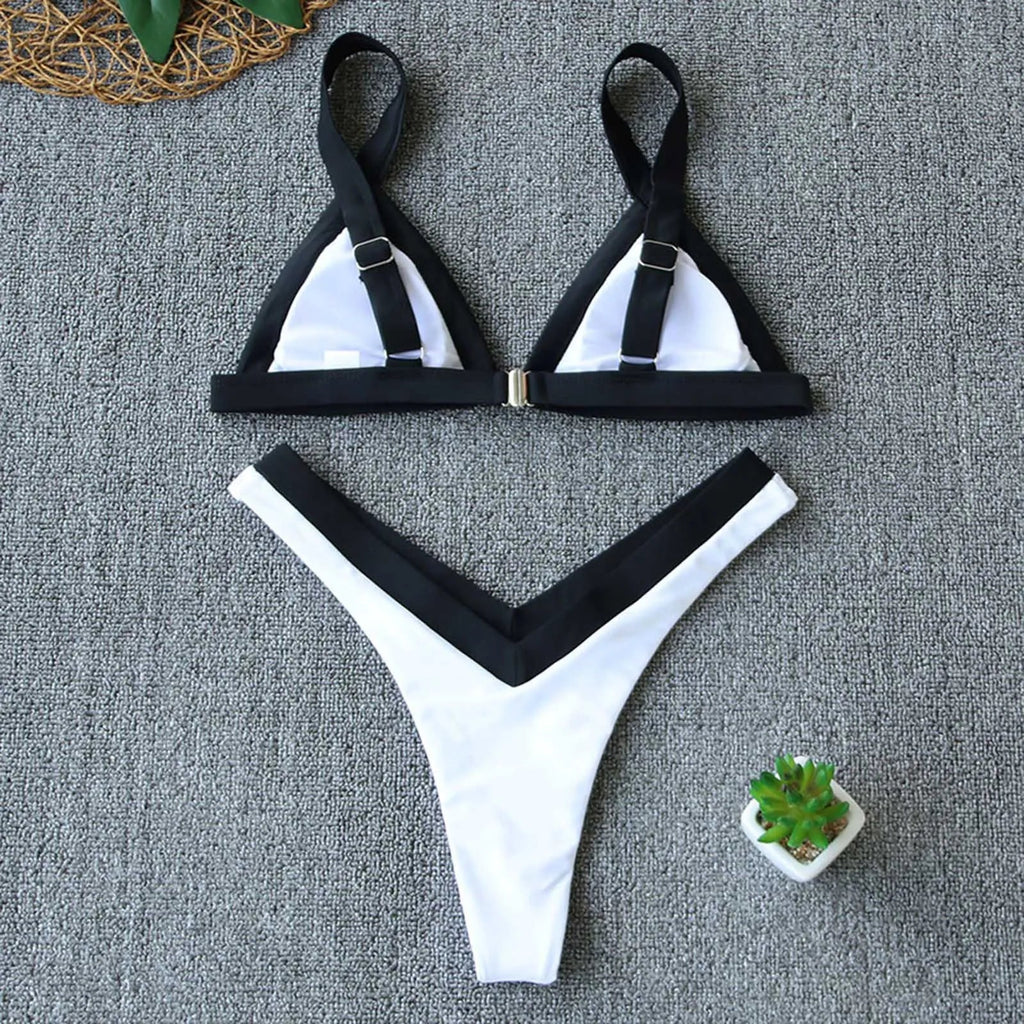 Sexy Micro Bikini Women's Triangle Bikini Set Two Piece Swimsuit Color Block Swimwear Summer Female Beachwear 2025 Bathing Suit